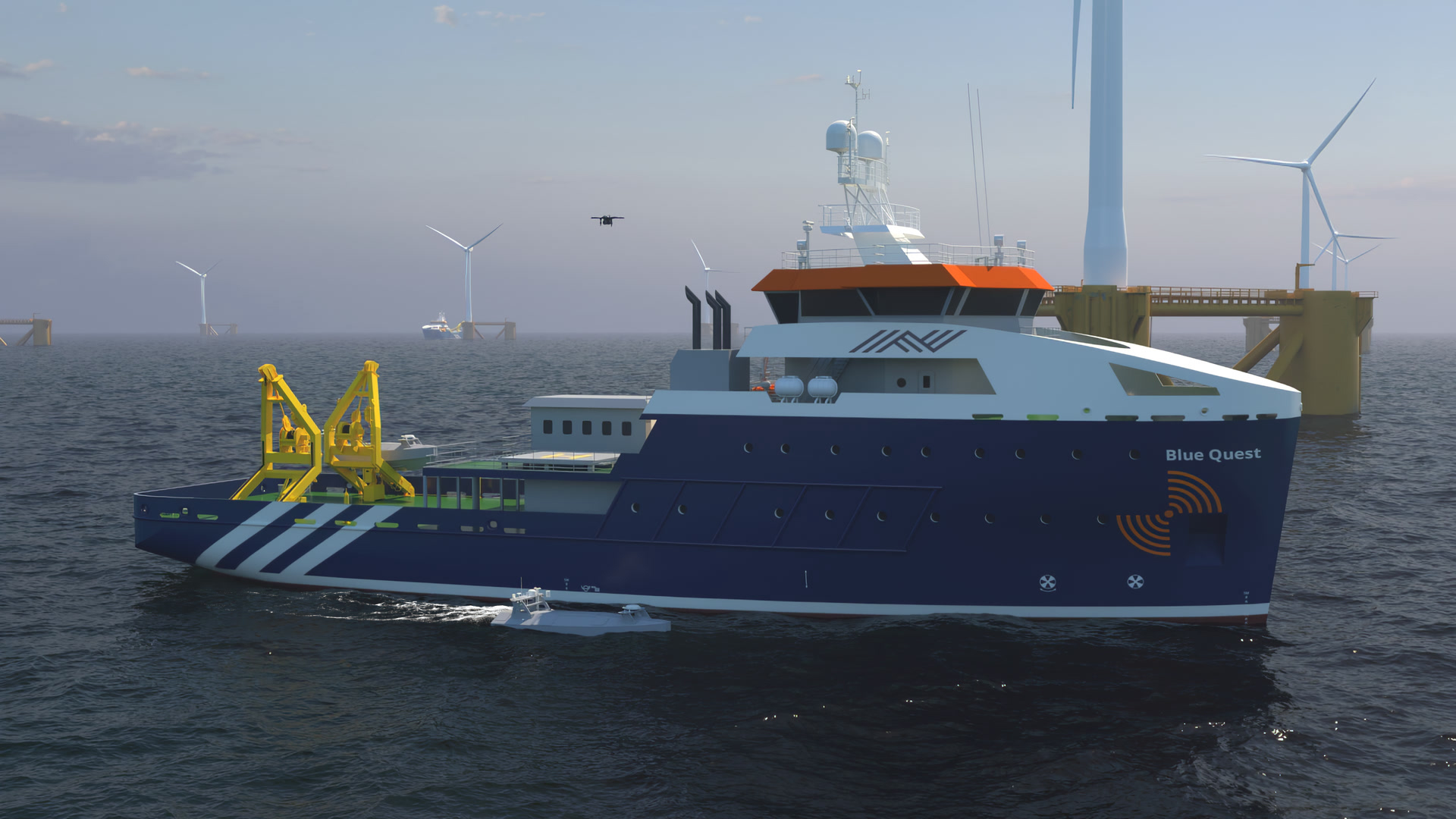 Blue Quest and offshore survey vessel capable of OWF inspections